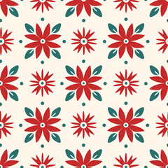 Obraz premium Geometric Red and Green Festive Seamless Pattern for Christmas Wrapping Paper