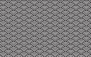 青海波模様の黒のパターン素材