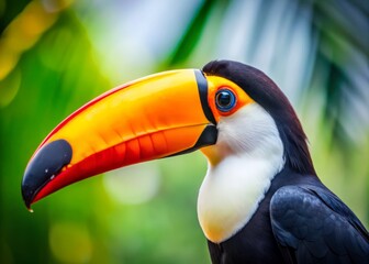 Fototapeta premium Stunning Silhouette of Toco Toucan with Vibrant Bill on White Background - Rio Negro, Pantanal, Brazil