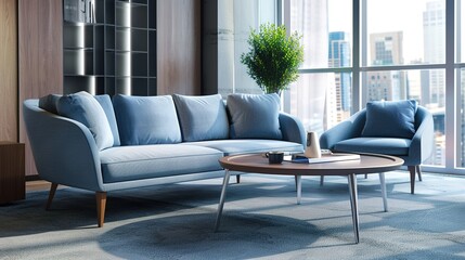 A high-angle shot of a modern living room filled with sleek white furniture, showcasing clean lines and a minimalist design aesthetic