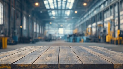 Wooden Tabletop in Industrial Setting