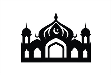 Prayer mosque silhouette black vector artwork illustration.