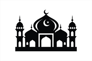 Prayer mosque silhouette black vector artwork illustration.