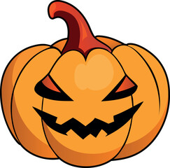 Traditional Halloween pumpkin with a scary face, vector