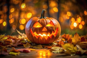 Spooky Jack O'Lantern Face with Glowing Eyes for Halloween Celebrations and Autumn Decor Ideas