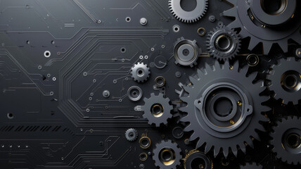 Abstract techno gear background with geometric colorful gear wheels. Space for gear text. Vector gears modern mechanism industrial . Technology gears