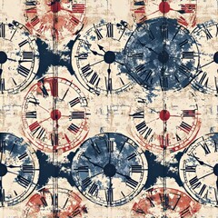 Fototapeta premium seamless pattern of clocks encased in intricate, swirling designs