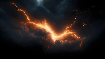 Dark sky with lightning bolt at center