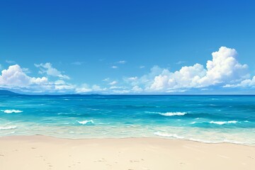 Obraz premium Azure Skies and Sandy Shores: The Allure of a Beautiful Beach, generative ai
