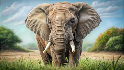 Fototapeta premium Step-by-step guide to drawing a realistic elephant with detailed instructions and techniques