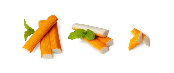 Crab Stick Isolated, Orange Crabstick Closeup, Crabmeat Food, Crabmeat Fish Sticks, Crab Sticks © ange1011