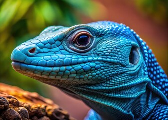 Fototapeta premium Striking Blue Monitor Lizard in Natural Habitat Displaying Vibrant Scales and Unique Features