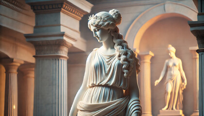 Obraz premium Ancient Stoic Philosopher in Contemplative Pose with Timeless Wisdom 