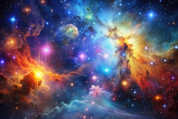 Fototapeta premium Stunning 4K Space Wallpaper Featuring Vibrant Nebulae, Stars, and Cosmic Elements in Deep Space