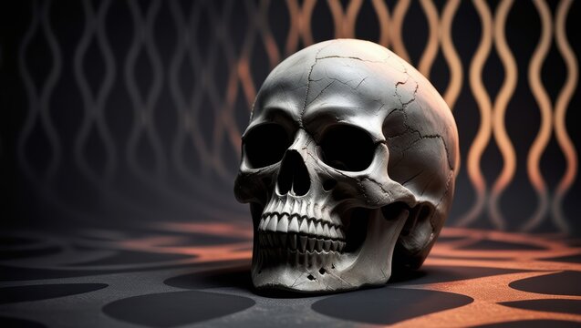 Human Skull with Abstract Background