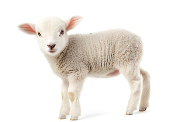 Obraz premium Small cute lamb, isolated on white background