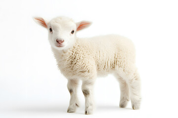 Obraz premium Small cute lamb, isolated on white background