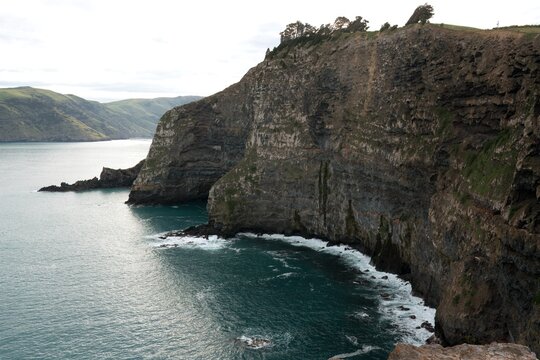Deep Cliffs at Akaroa Head Scenic Reserve Coast - Stunning Coastal Landscape