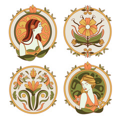 Obraz premium Art Nouveau style mini compositions set