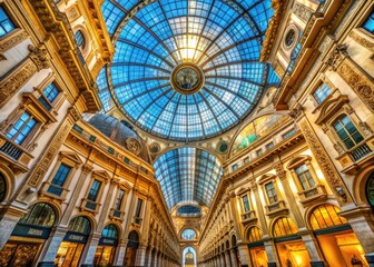 Stunning architectural view of Galleria Emanuele Vittorio showcasing elegant glass dome and arches
