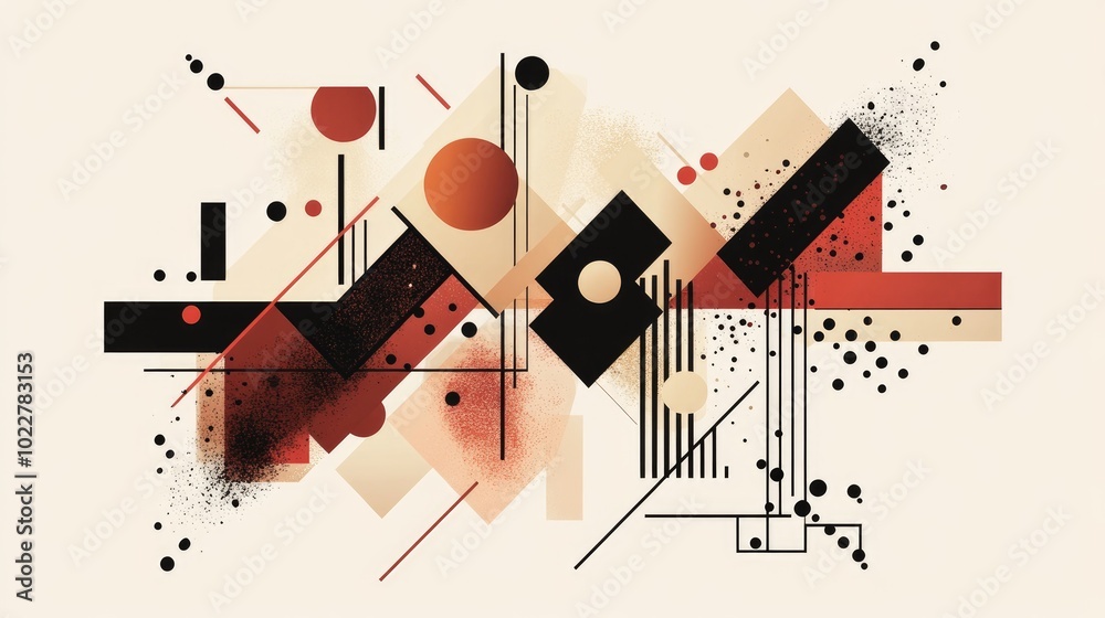 Poster Abstract modern artwork featuring a unique composition of geometric shapes and elements Versatile geometric vector background suitable for web design business cards invitations posters and fashion