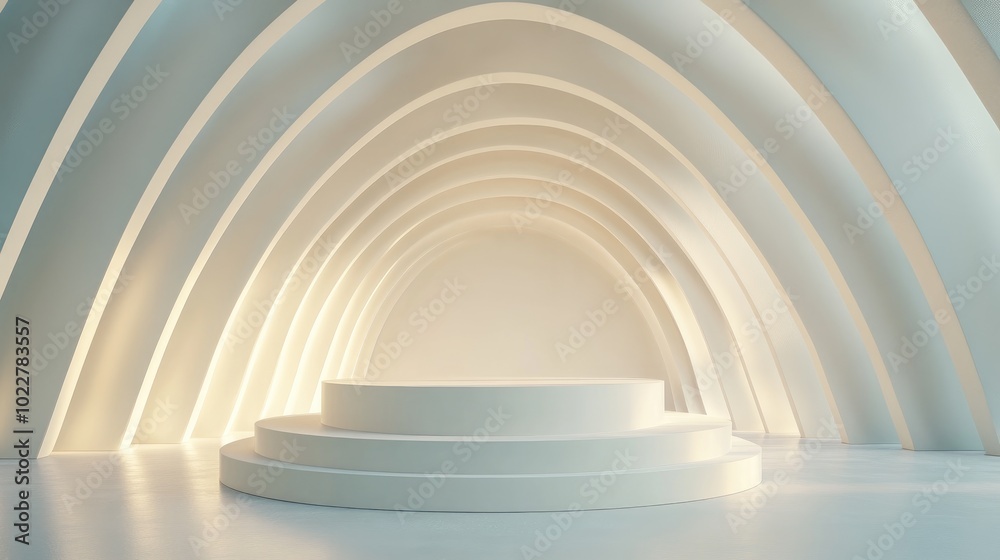 Aufkleber Abstract 3D space featuring a cylindrical podium Minimalistic wall backdrop designed for product mockup presentation Stage setup for 3D visualization