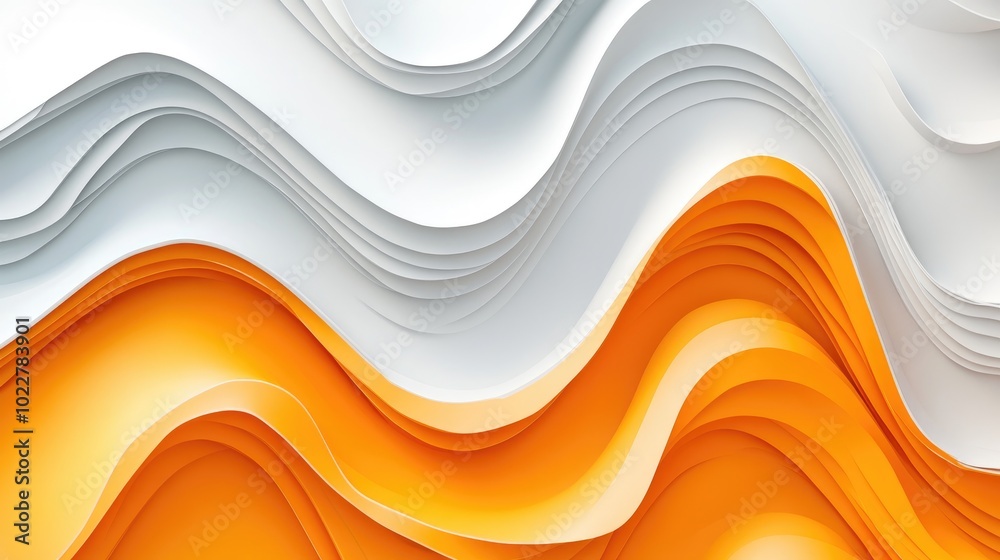 Poster abstract design featuring white and orange wave patterns