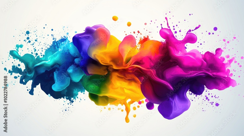 Poster Abstract wall art featuring vibrant color splashes designed as a vector background for packaging and creative projects