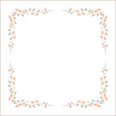 Vegetal floral frame with flowers, autumn frame, decorative corners for greeting cards, banners, business cards, invitations, menus. Isolated vector illustration.	
