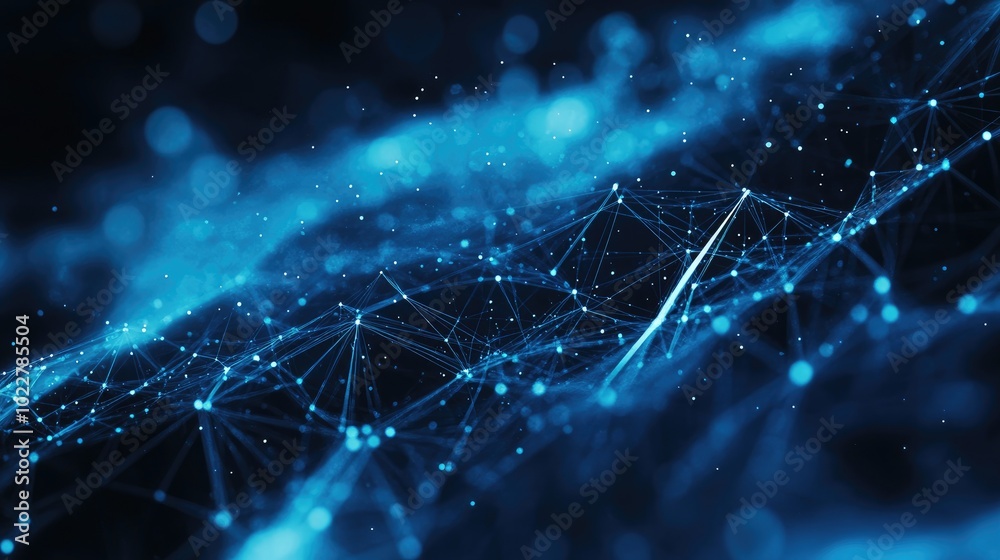 Poster Abstract dark blue geometric patterns creating a technology themed background ideal for concepts related to science fiction cyberspace big data and artificial intelligence