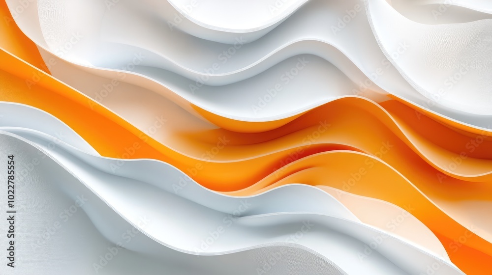 Poster Abstract design featuring white and orange wave patterns