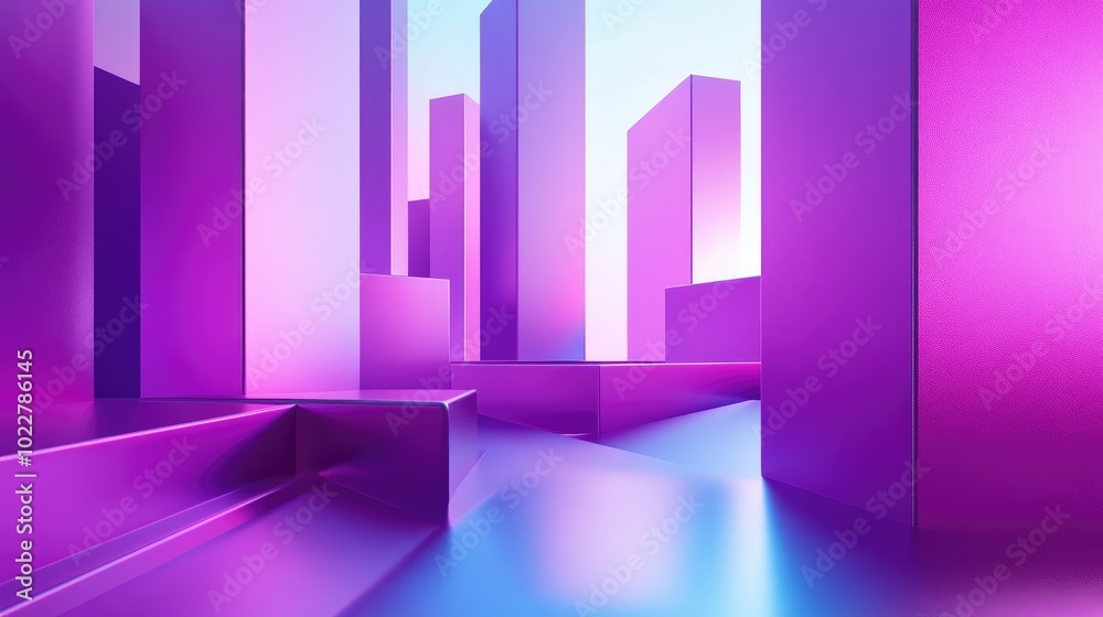Aufkleber 3d rendering of an abstract geometric background featuring shades of purple and blue suitable for ad