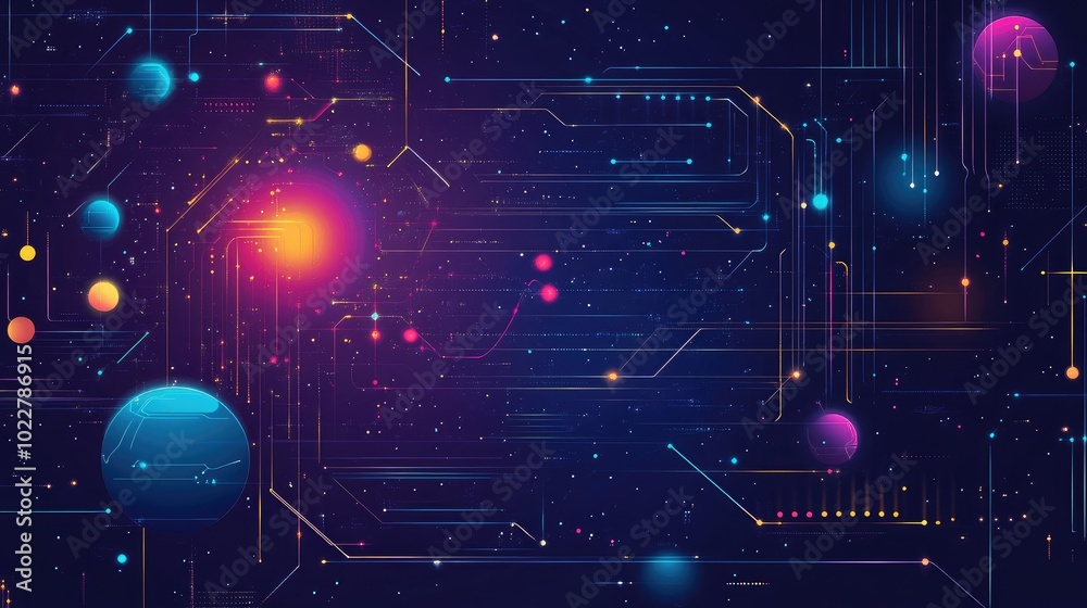 Poster Blue Purple Background With Digital Space Style Design Science Technology Meta Virtual Interactive Elements Digital Platform Digital Grid Futuristic Grid Pattern