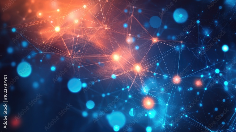 Fototapete Abstract Network Connections And Link Dots Technology Futuristic Dots And Lines On Digital Background Network Technology With Data Links Communication In Digital Network Concept