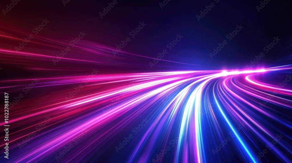 Aufkleber Abstract Neon Dark Background With Long Exposure Light Trails Futuristic Technology Design Featuring Motion Effect High Speed Light Streaks Dynamic Motion Backdrop