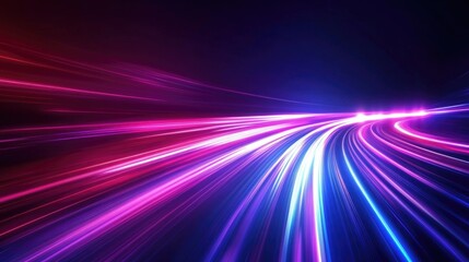 Abstract Neon Dark Background With Long Exposure Light Trails Futuristic Technology Design Featuring Motion Effect High Speed Light Streaks Dynamic Motion Backdrop