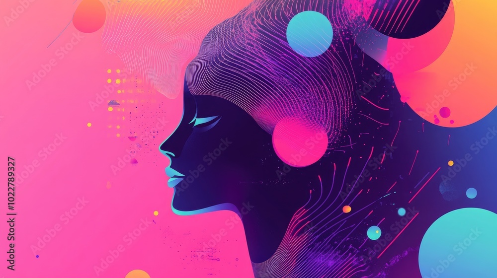 Poster Abstract Illustration Of Enhanced Perception In A Business Context Showcasing Clarity And Understanding With Neural Network Elements And Ai Generated Art