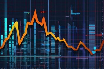 abstract colorful financial chart. Concept of marketing, investment, economics and technology.	