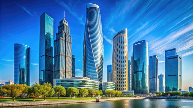 Stunning Federation Tower Against Clear Blue Sky in Modern Urban Landscape of a Vibrant Cityscape