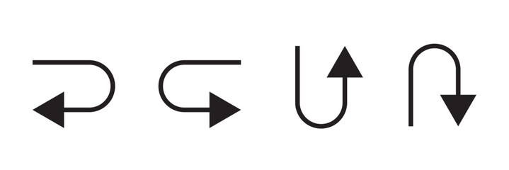 go straight this way one way only u turn left and right black arrow sign vector illustration.