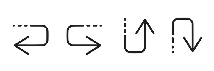  go straight this way one way only u turn left and right arrow icon  vector set illustration 