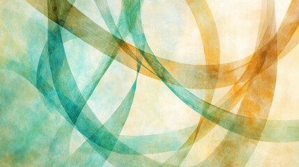 Abstract design featuring flowing curves in teal and orange hues, creating a tranquil atmosphere.