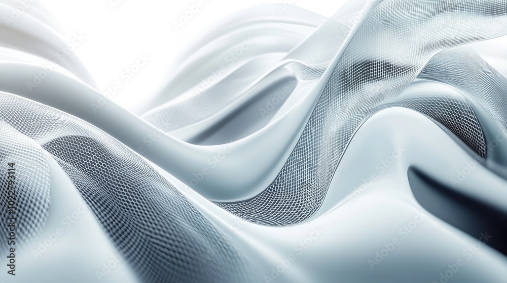 Poster Abstract white and grey flowing wave background with a futuristic sci fi design Creative graphic suitable for web use