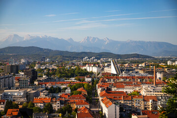 Ljubljana, the capital of Slovenia. Panorama view on the stunning sightseeing place