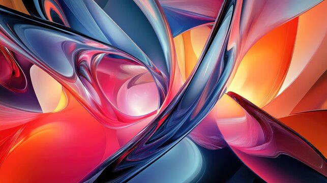 3D rendering of a vibrant abstract composition showcasing dynamic shapes and colors ideal for modern digital art contexts