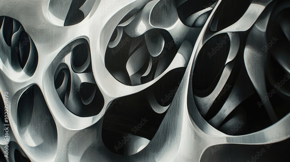Poster abstract artwork featuring black and gray patterns