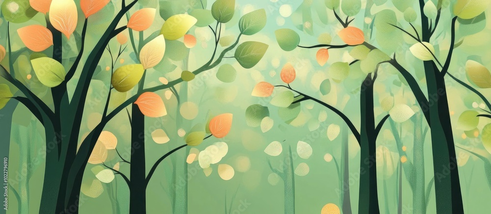 Poster bokeh of green trees