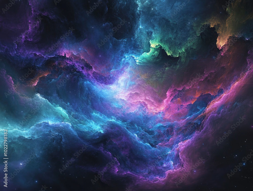 Poster Abstract digital fractal pattern showcasing a fantasy space theme