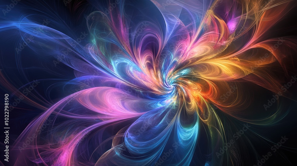 Poster abstract digital fractal featuring a decorative fantasy design template