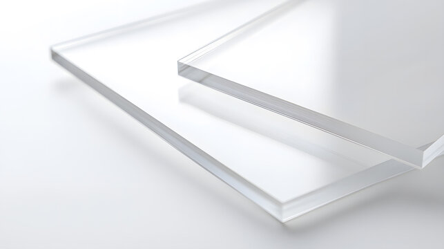Pieces of transparent acrylic sheets isolated on background